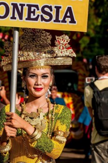 Street parade in the International Carnival Seychelles, in Victoria, Mahe, Republic of Seychelles,