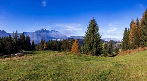 View from the Moosegg high plateau to the Hoher Göll, Golling, Osterhorn group, Salzburg province,