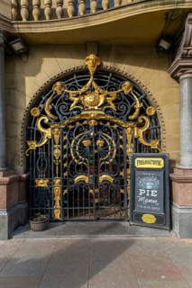 Art nouveau metalwork entrance doorway, Philharmonic Dining Rooms public house, Hope Street,