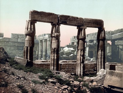 Karnak, Temple de Thouthmes, Egypt, Historical, digitally restored reproduction from a 19th century