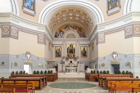 Interior of the Karl Borromäus Church at the Vienna Central Cemetery, Vienna, Austria
