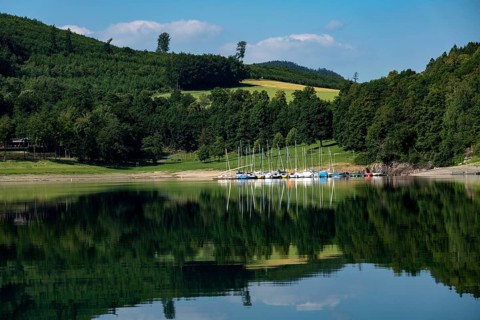 The Hennesee, Hennetalsperre in the Sauerland, Hochsauerlandkreis, near Meschede, North