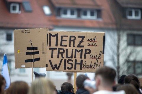 Demonstration against the right, people protest against right-wing extremism and in favour of