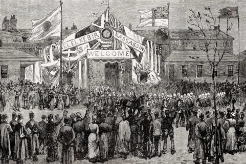 Royal Marine Light Infantry return to Chatham after the Battle of Tel-el-Kebir on 13th September