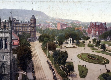 Dominion Square. Montreal, Canada, Historic, digitally restored reproduction from a 19th century