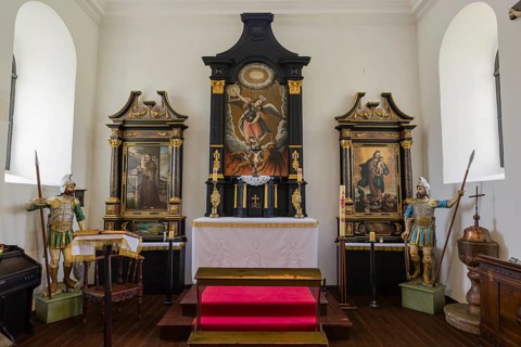 Lubovna Castle, built at the end of the 13th century. Station 10, inside Baroque Chapel