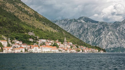 View on the town Perast in Kotor Bay, Montenegro