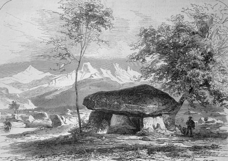 Megalithic site, Pierre-aux-Fées dolmen near Reignier, 1869, in the Haute-Savoie department in the