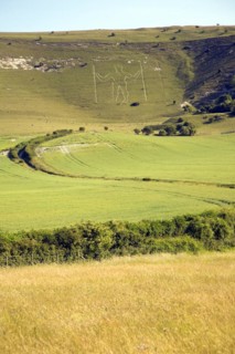 Prehistoric image in chalk hillside, The Long Man of Wilmington, East Sussex, England, United