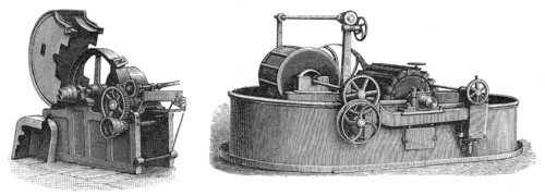 Historical illustration, papermaking machines, 1896, historische Zeichnung, Produktionsmaschine zur