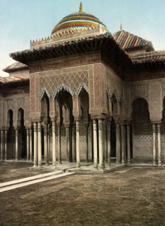 Granada. Alhambra. Patio de los Leones, Spain, c. 1890, Historic, digitally restored reproduction