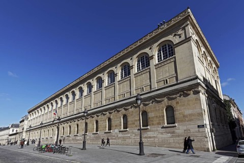 Bibliothèque Sainte-Geneviève, university library, historic façade, Place du Panthéon, Latin