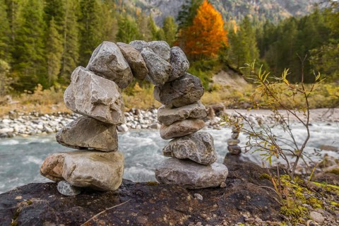 A stone arc at the Riss creek flowing through the Eng valley, Tyrol, Austria