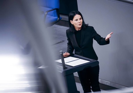 Annalena Bärbock (Alliance 90/The Greens), Federal Minister for Foreign Affairs, delivers a speech