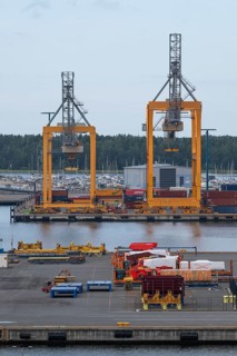 Cranes, harbour facility, container loading, Helsinki, Finland