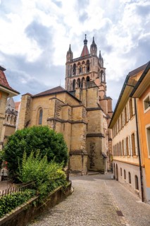 Exterior view, Notre-Dame Cathedral, former episcopal church of the diocese of Lausanne, today the