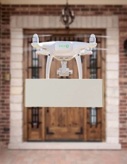 Drone Delivering Package to House Porch