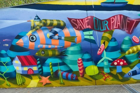 Graffiti, spray art, colorful pictures, public art, mythical creatures, fantastic creatures, human