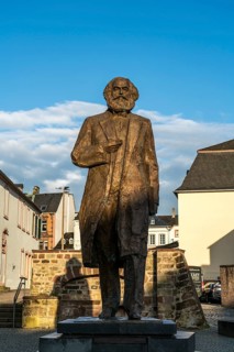 The Karl Marx statue on Simeonstiftplatz in Trier, Rhineland-Palatinate, Germany