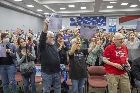 Warren, Michigan USA - 29 March 2025 - The Michigan Democratic Party hosted a 'People's Town Hall.'