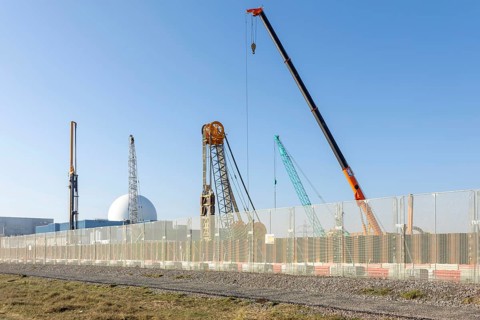 Preparatory construction work, Sizewell C nuclear power station, Sizewell, Suffolk, England, UK -