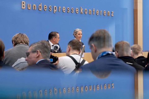 Tino Chrupalla (AfD federal spokesperson) and Dr Alice Weidel (AfD top candidate and party leader)