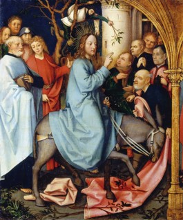 Picture shows the entry of Christ into Jerusalem, an important event in Christian iconography, the