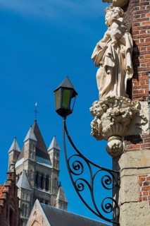 Cathedral of St. Salvator, old town, landmark, tower, architecture, Flanders, Flemish, trading