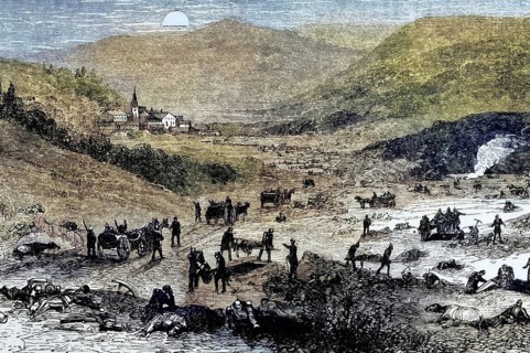 The battlefield of Wörth or Wörth in the early phase of the Franco-Prussian War in August 1870,