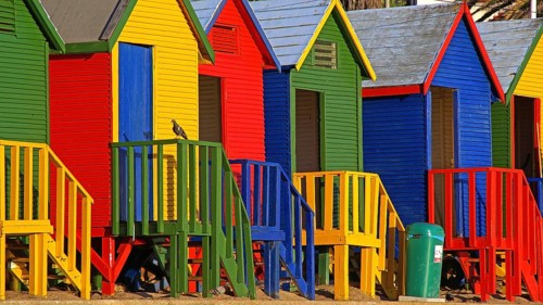 South Africa, Africa, colorful beach houses, Cape Town, Western Cape, Saint James