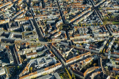 Aerial view, bird's eye view, Munich, Bavaria, Germany