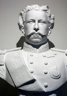 19th century plaster bust of French general Pierre-André-Hercule Berlier with uniform and