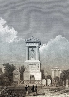 Tomb of Maximilien Sébastien Foy, Père Lachaise Cemetery, Paris, antique steel engraved print, 1831