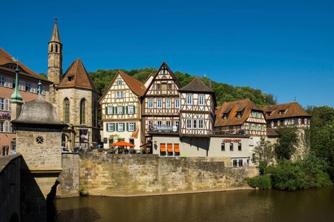 Medieval town and half-timbered houses, Schwäbisch Hall, Old Town, Kocher Valley, Kocher,