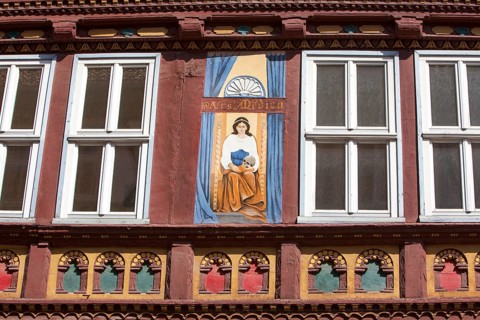 Mural painting, Apothekenstreet, Duderstadt, Lower Saxony, Germany