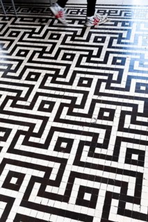 Black and white tiled floor, Tate Britain, Millbank, Westminster, London, England, Great Britain