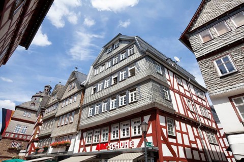 Kornmarkt grain market, historic old town of Herborn, Hesse, Germany, Europe, Kornmarkt,