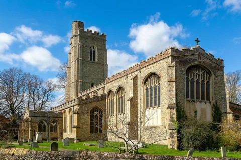 Largely perpendicular architecture of medieval parish church of Saint Gregory, Sudbury, Suffolk,