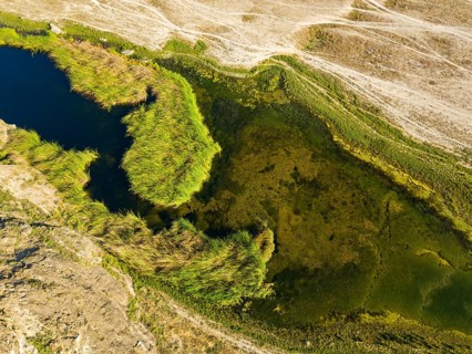 Landscape in Oman, mountains, Wadi Ashawq, road, reeds, waters Salalah, Al Mughsyal / Wadi Ashawq,