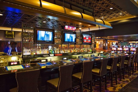 Las Vegas, Nevada-March 10, 2017: Casino machines in the entertainment area at night