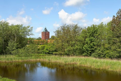 Island Neuwerk with lighthouse, Hamburg, North Sea, Elbe estuary, mudflats, Cuxhaven, Hamburg