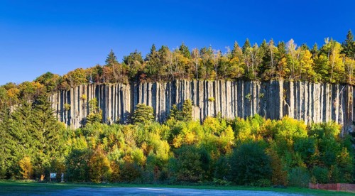Basalt columns, the so-called organ pipes at Scheibenberg, Erzgebirge, Saxony, Germany