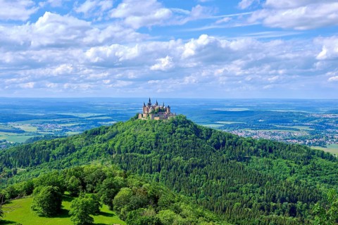 View of Hohenzollern Castle, the ancestral seat of the Hohenzollern dynasty, from the Zeller Horn