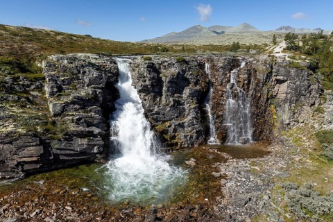 Storulfossen waterfall in Rondane National Park, Norway