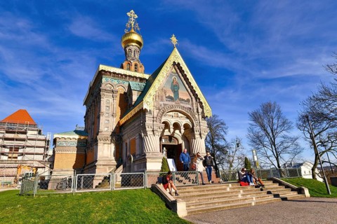 Darmstadt, Germany, March 2020: The Russian Chapel known as St. Mary Magdalene Chapel, a historic