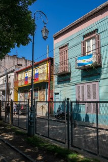 La Boca, Buenos Aires, Argentina, colourfully painted houses in the harbour district around the El