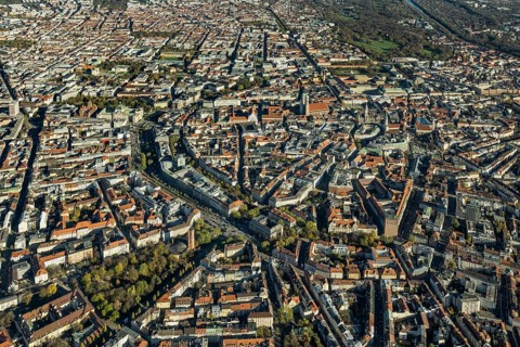 Munich city centre, aerial view, bird's eye view, Munich, Bavaria, Germany