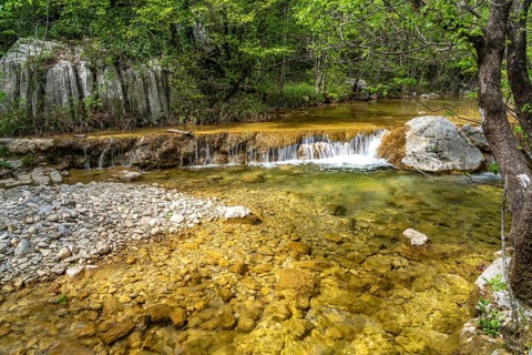 Waterfall in the Velika Paklenica gorge in Paklenica National Park, Croatia