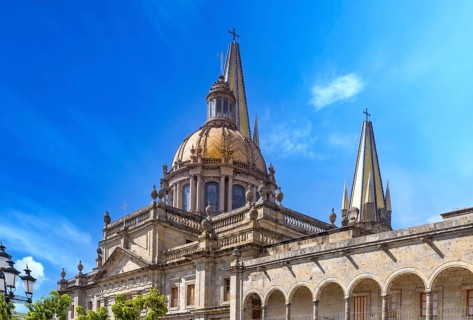 Mexico, Guadalajara Cathedral Basilica in historic center near Plaza de Armas and Liberation Square
