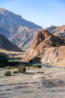 Pamir Highway, road through the mountains, Kyrgyzstan